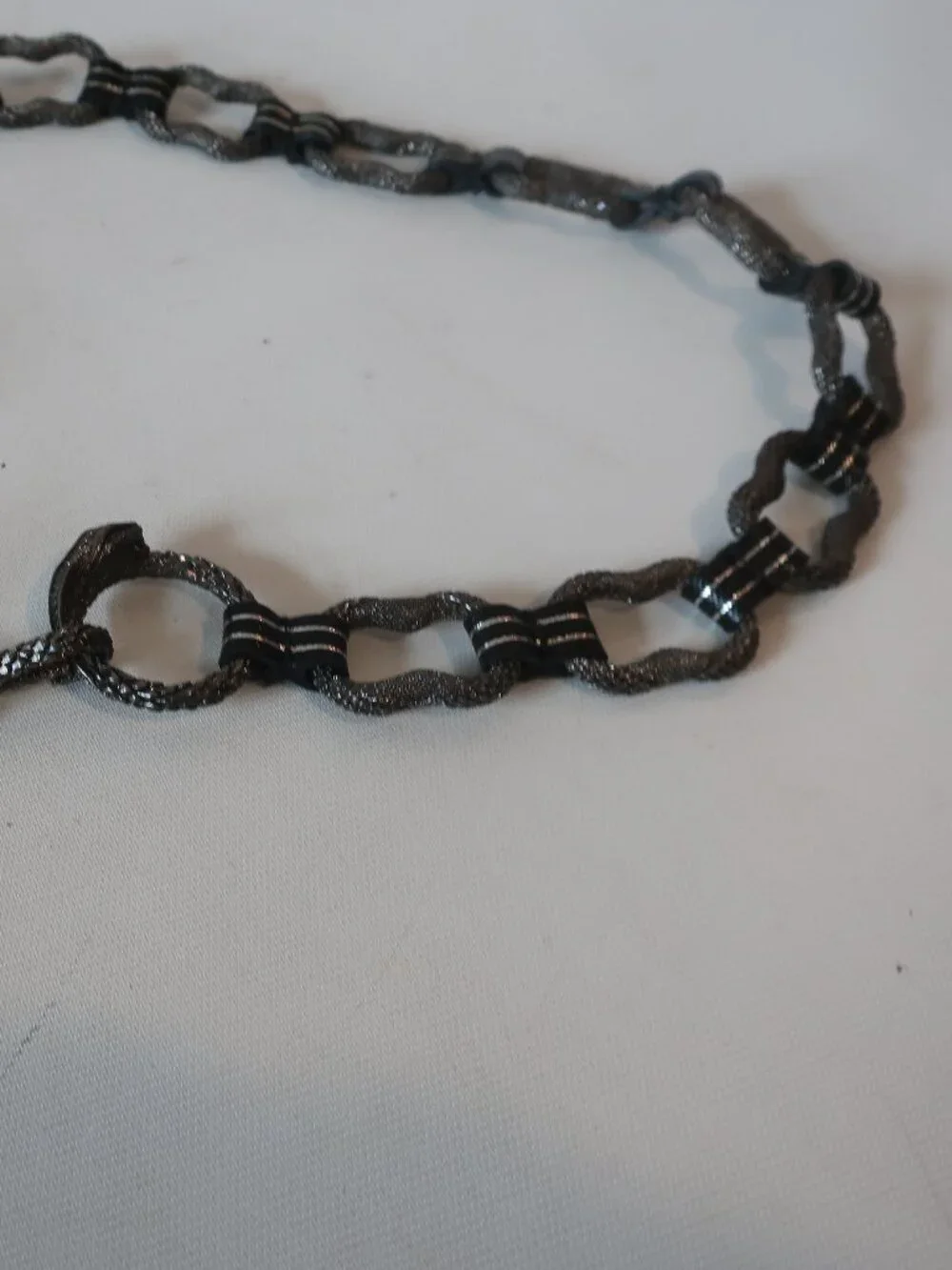 Womens Unbranded Silver Black Metal Python Snake Head Chain Link Waist Belt M